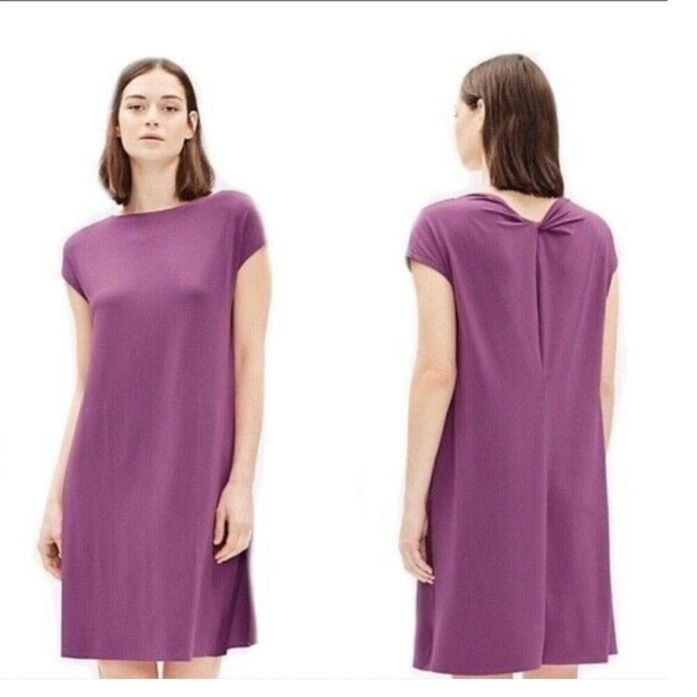 Eileen Fisher Plum Purple Dress with Twisted Back Detail  Size XXS
